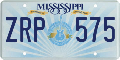 MS license plate ZRP575