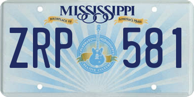 MS license plate ZRP581