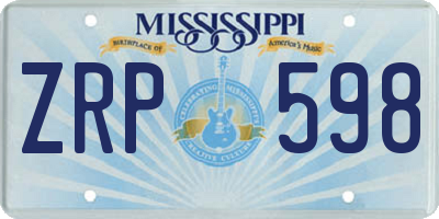 MS license plate ZRP598