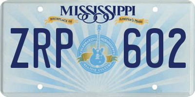 MS license plate ZRP602