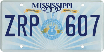 MS license plate ZRP607