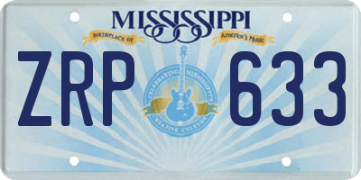 MS license plate ZRP633