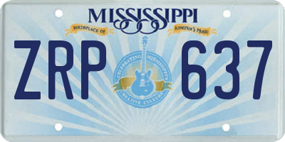 MS license plate ZRP637