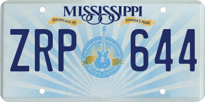 MS license plate ZRP644