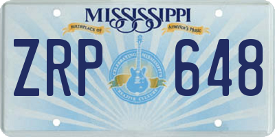 MS license plate ZRP648