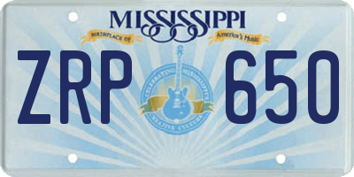 MS license plate ZRP650