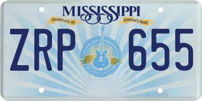 MS license plate ZRP655