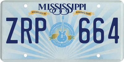 MS license plate ZRP664
