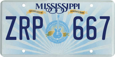 MS license plate ZRP667