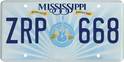 MS license plate ZRP668