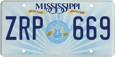 MS license plate ZRP669