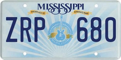 MS license plate ZRP680