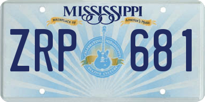 MS license plate ZRP681