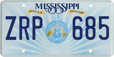 MS license plate ZRP685