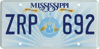 MS license plate ZRP692
