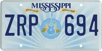 MS license plate ZRP694