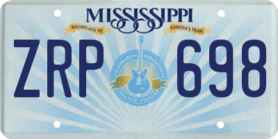 MS license plate ZRP698