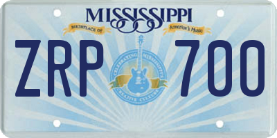 MS license plate ZRP700