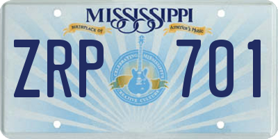 MS license plate ZRP701