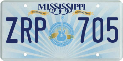MS license plate ZRP705