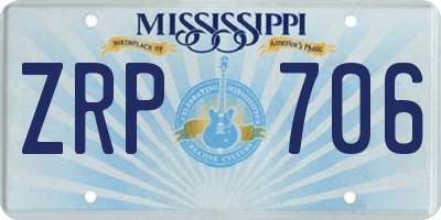 MS license plate ZRP706