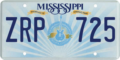 MS license plate ZRP725