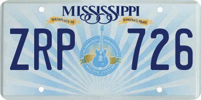 MS license plate ZRP726
