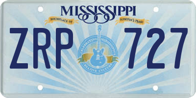 MS license plate ZRP727