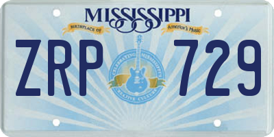 MS license plate ZRP729