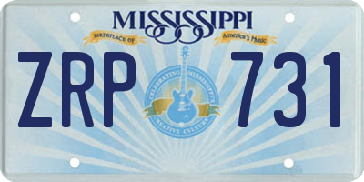 MS license plate ZRP731