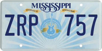 MS license plate ZRP757