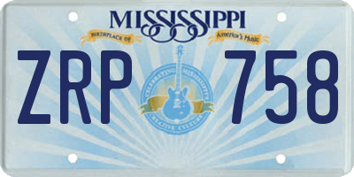 MS license plate ZRP758