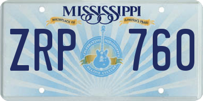 MS license plate ZRP760