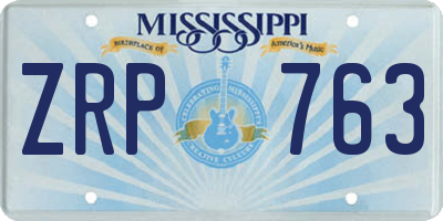 MS license plate ZRP763