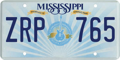 MS license plate ZRP765