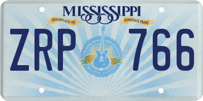 MS license plate ZRP766