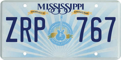 MS license plate ZRP767