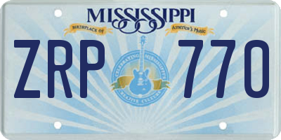 MS license plate ZRP770
