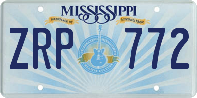 MS license plate ZRP772