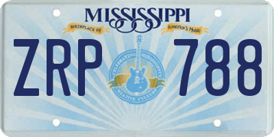 MS license plate ZRP788