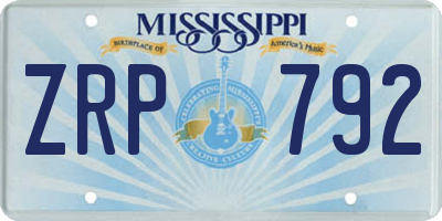 MS license plate ZRP792