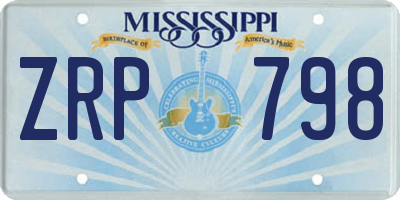 MS license plate ZRP798