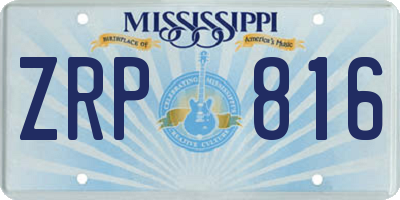 MS license plate ZRP816