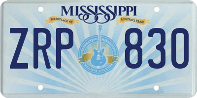 MS license plate ZRP830
