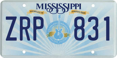 MS license plate ZRP831