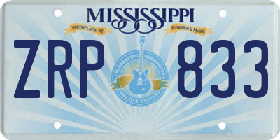 MS license plate ZRP833