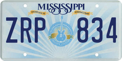 MS license plate ZRP834
