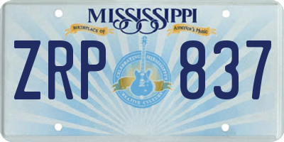 MS license plate ZRP837