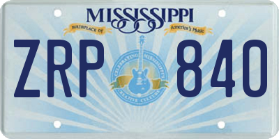 MS license plate ZRP840