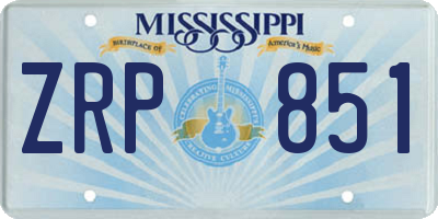 MS license plate ZRP851